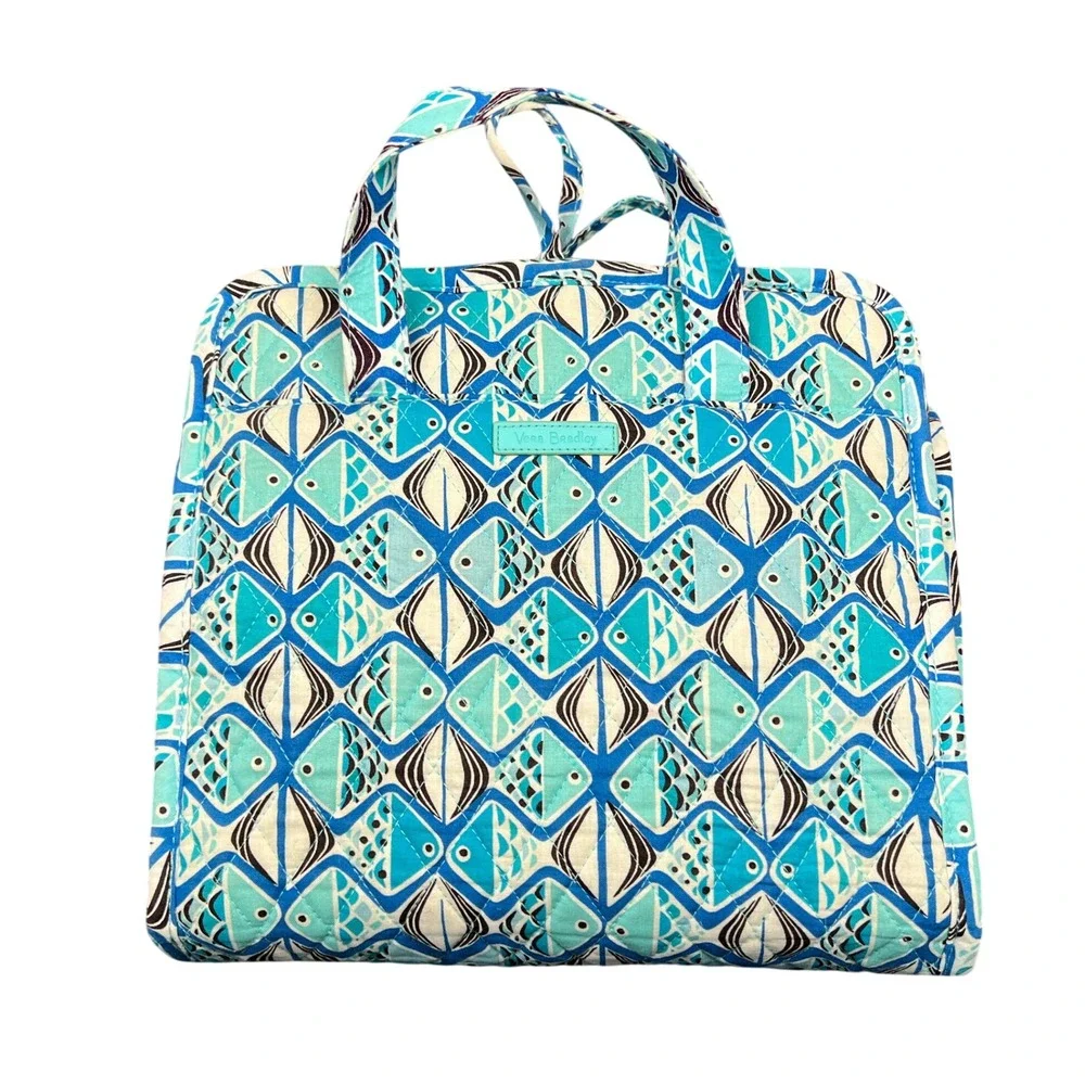 Vera Bradley Hanging Travel Organizer Go Fish Blue Quilted Toiletry Bag Pouch
